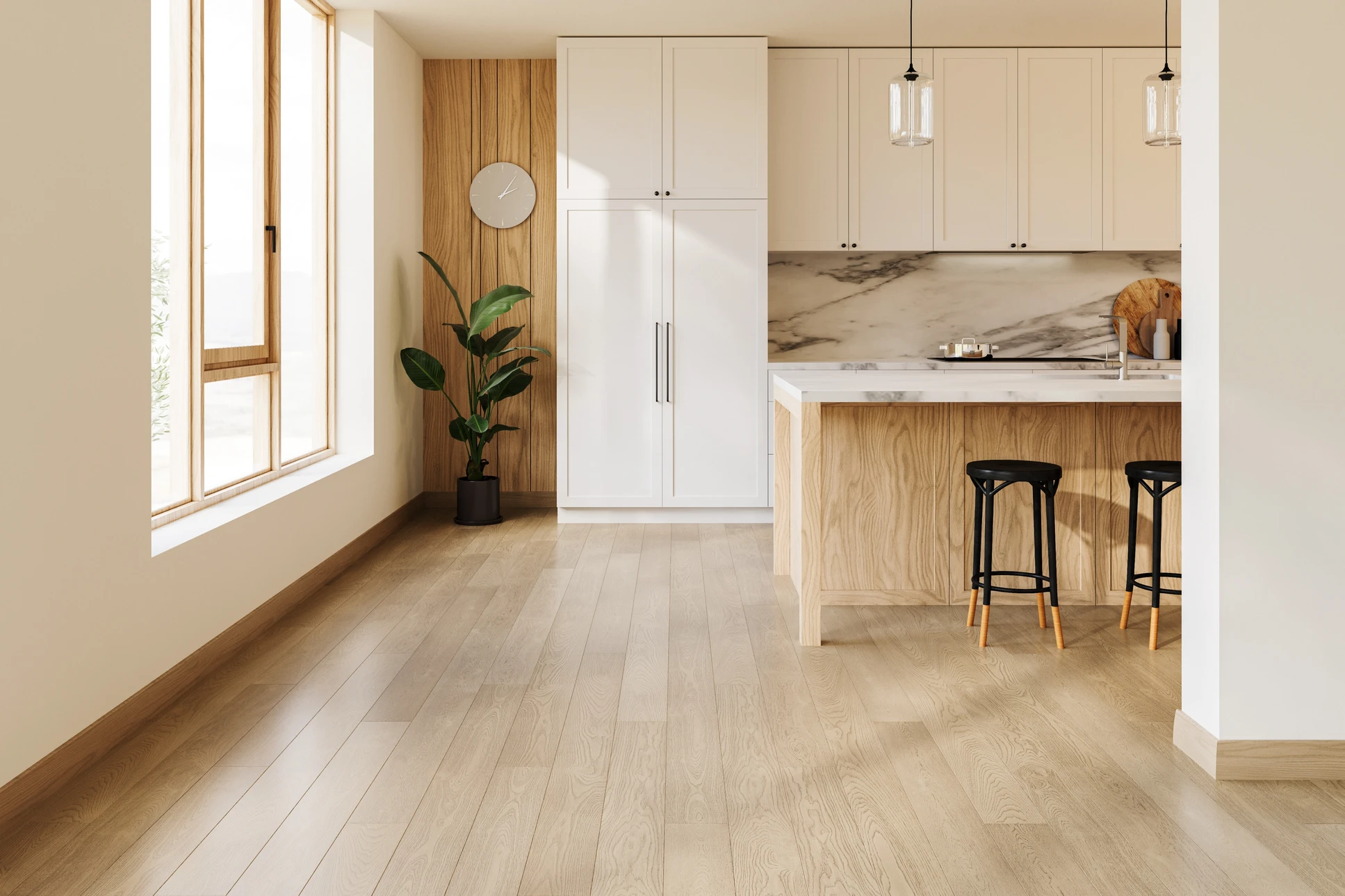Grande chambre avec accessoires fixés au plafond d'une ancienne villa en cours de démolition et de rénovation